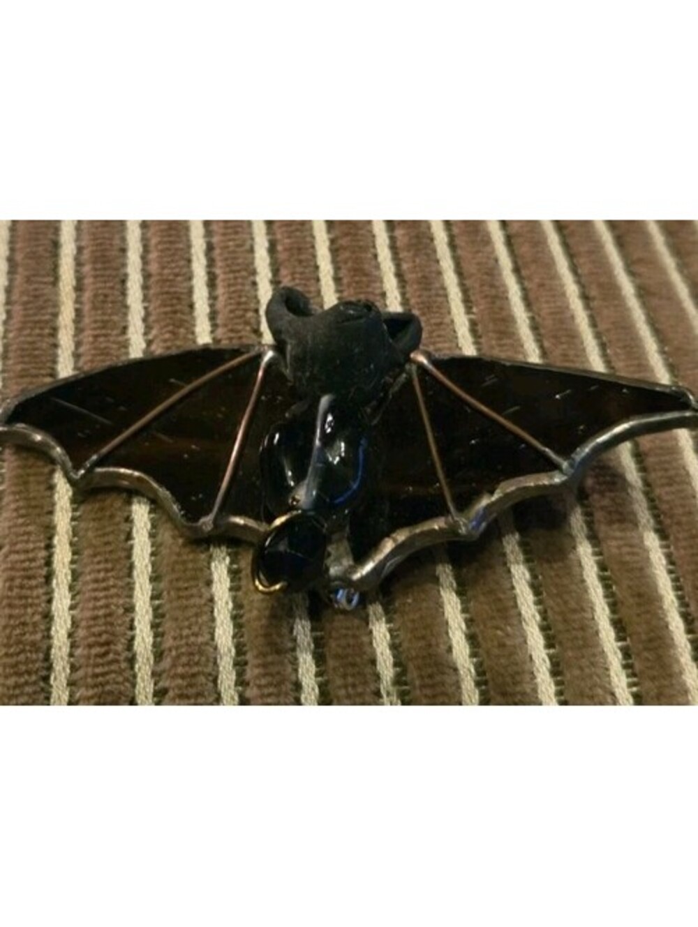 Black Glass BAT Brooch & Pendant Gothic Halloween 4x2"